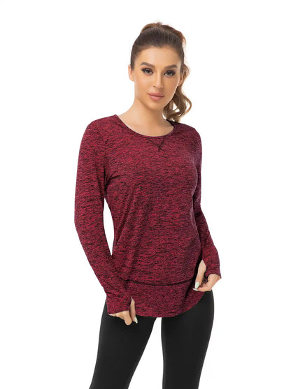 Ladies Pullover Long-sleeve Thermal Top with thumbholes