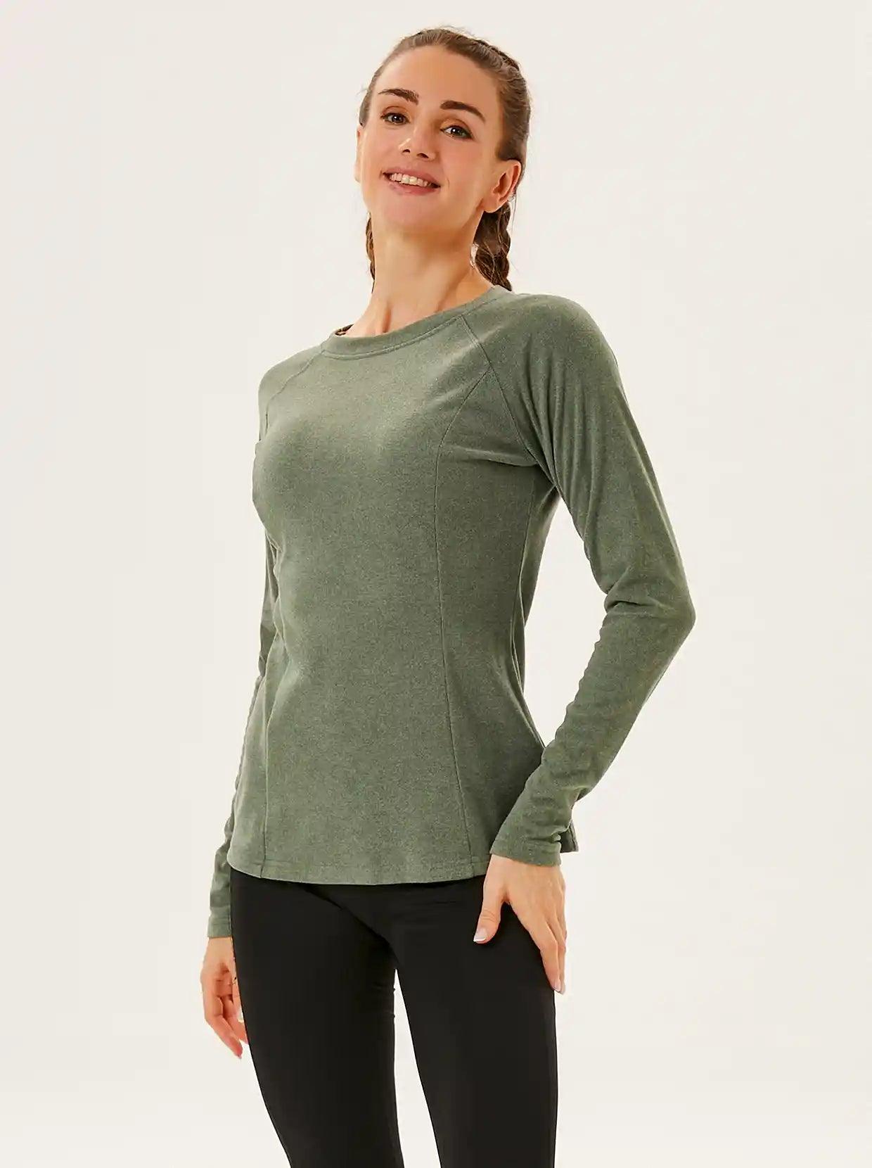 Women's Thermal-🌞SO® Green Thermal Shirt Long Sleeve Warm Long Sleeve Shirts for Women Pullover Women's Winter Functional Shirt Long Sleeve Sports Shirt Base Layer Vest for Skiing Running