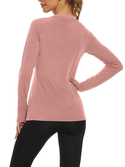 Women's Thermal-🌞SO® Pink Thermal Shirt Long Sleeve Warm Long Sleeve Shirts for Women Pullover Women's Winter Functional Shirt Long Sleeve Sports Shirt Base Layer Vest for Skiing Running