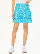 17" Green Paisley Ruffled Skorts with Pockets and Pockets