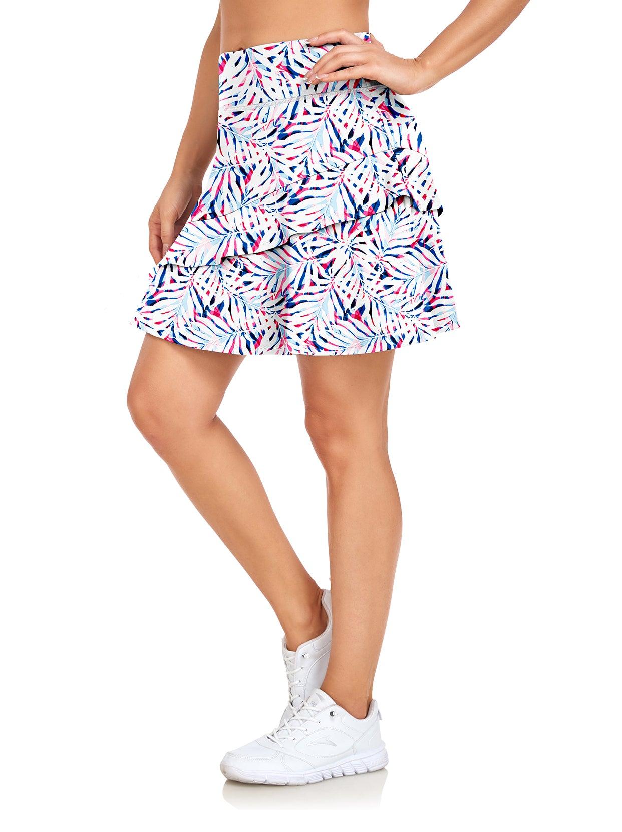 Ladies Women's Active Skort with Pocket-✨ Colorful Leaves 20'' Knee Length Tennis Skirts Athletic Long Golf Skorts Skirts with Inner Shorts Pockets