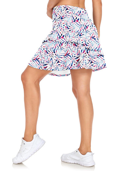 Ladies Women's Active Skort with Pocket-✨ Colorful Leaves 20'' Knee Length Tennis Skirts Athletic Long Golf Skorts Skirts with Inner Shorts Pockets