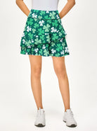 17" Green and White Shamrock Ruffled Skorts with Pockets