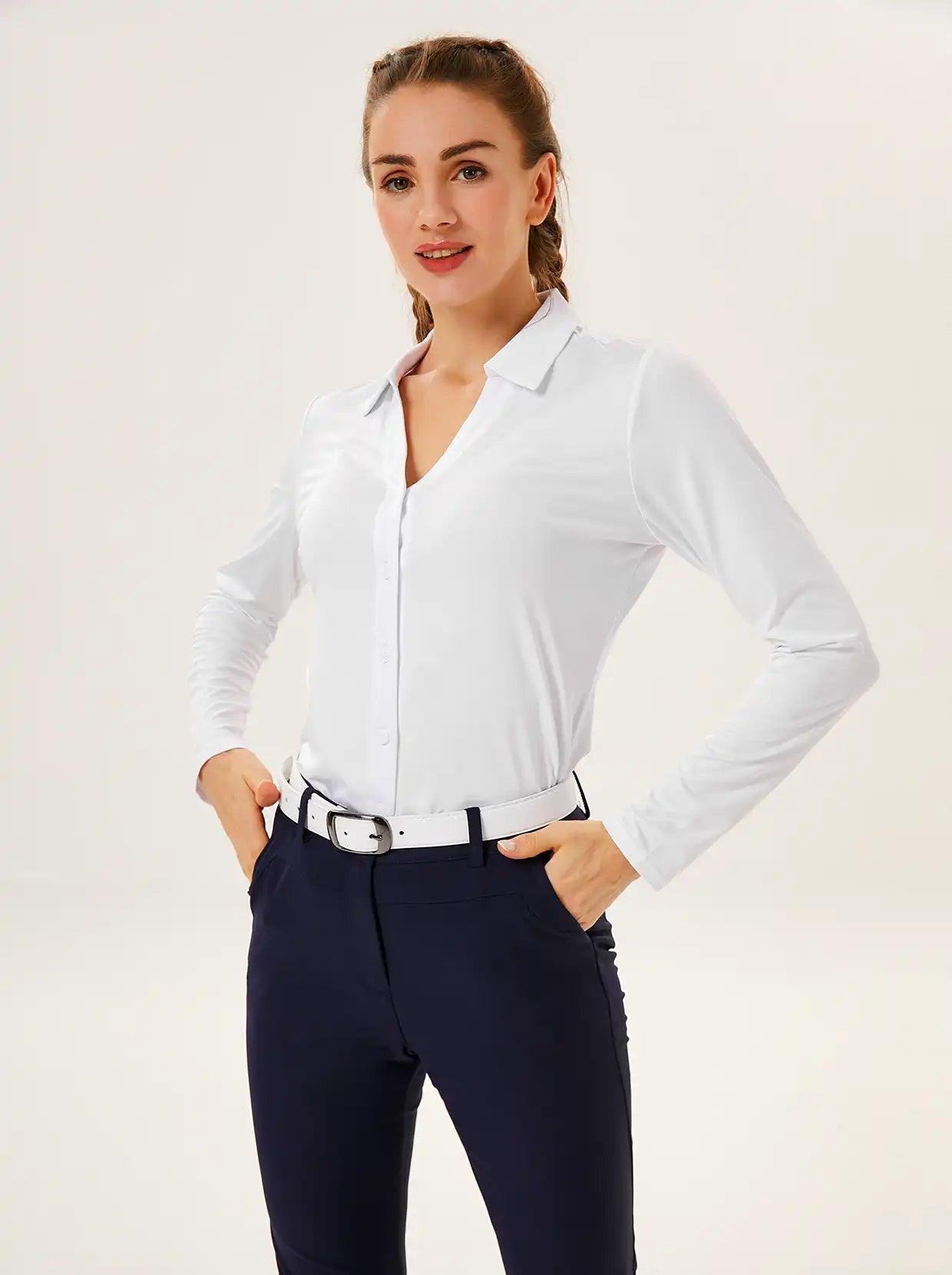 women's long sleeve polo shirt