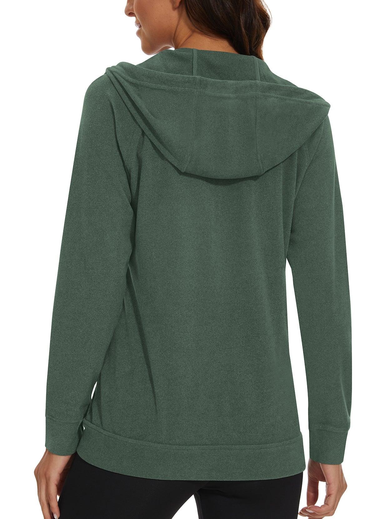 Women's Fleece Jacket- 🔥SO® Green Full Zip Up With Pockets Hoodie Lightweight Warm Sweat Jacket with Hood Athletic For Winter