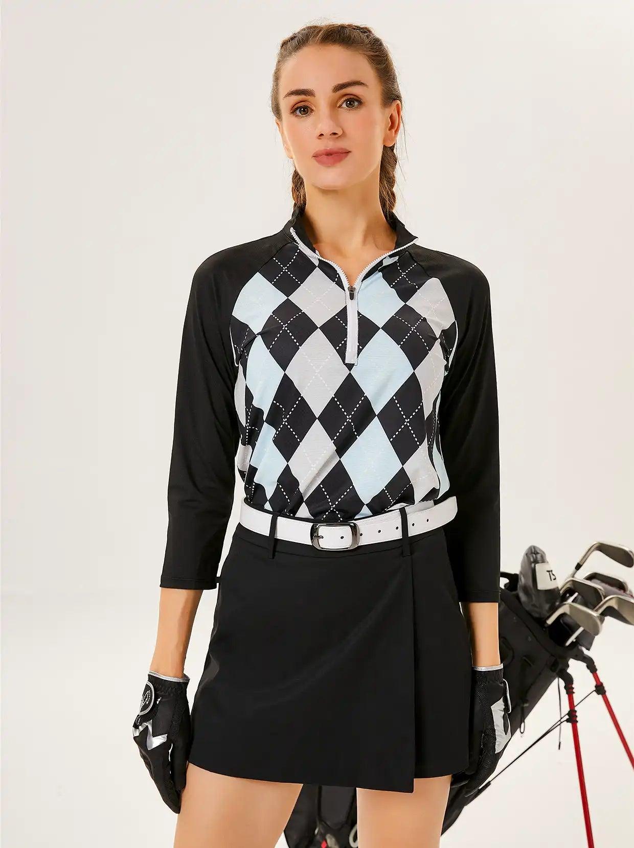 3/4 sleeve polo shirt for women