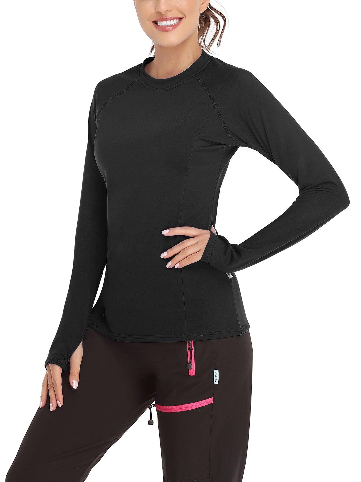 Solid Color Crew-neck Long-sleeved Fleece top for Women