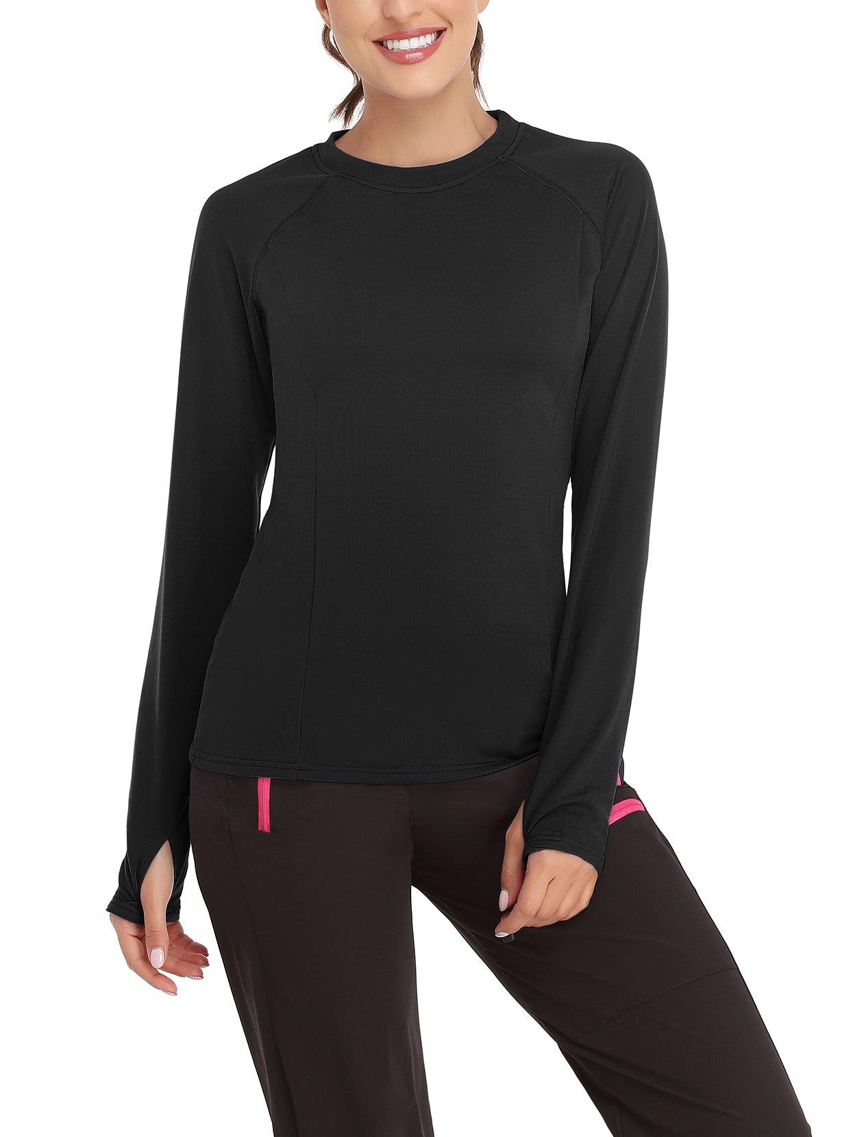 Solid Color Crew-neck Long-sleeved Fleece top for Women