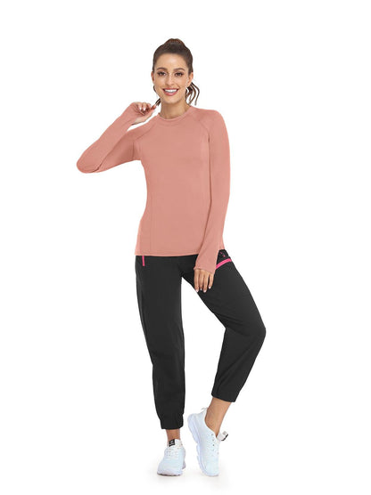 Women's Thermal-🌞SO® Solid Pink Thermal Fleece Running Bottoming Shirt Compression Bottoming Shirt Quick Dry Workout Casual Pullover with Thumb Holes