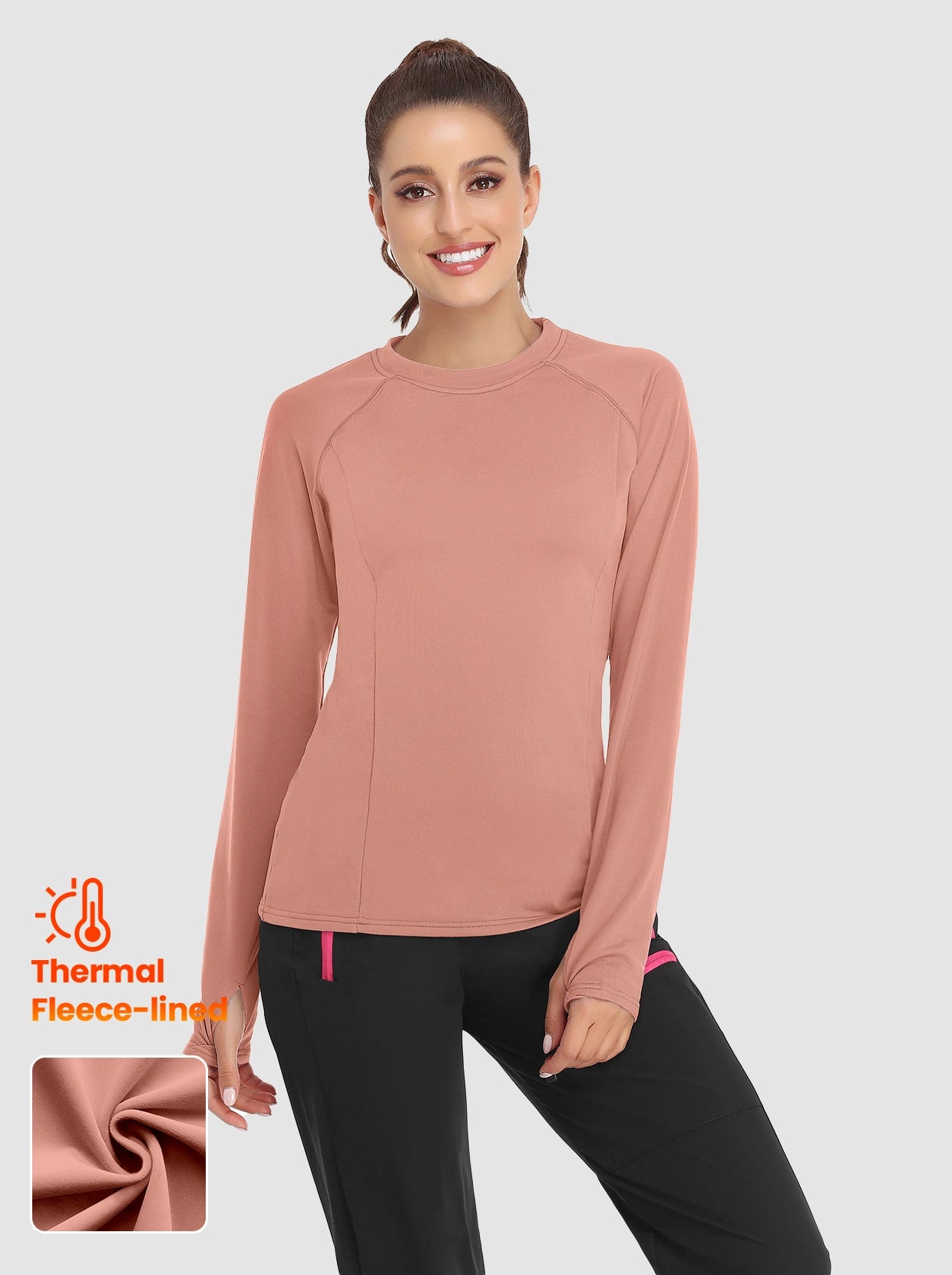 Crew-neck Long-sleeved Fleece top for Women