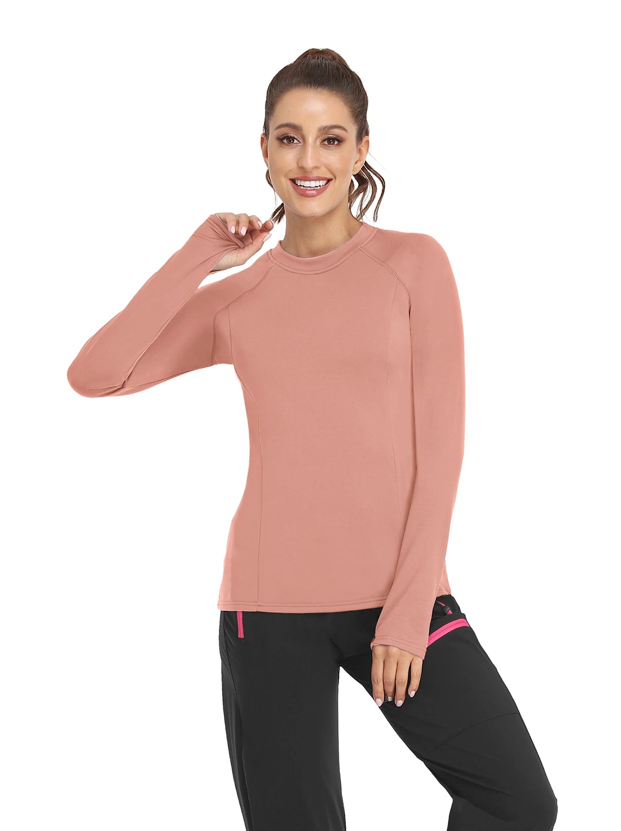 Crew-neck Long-sleeved Fleece top for Women