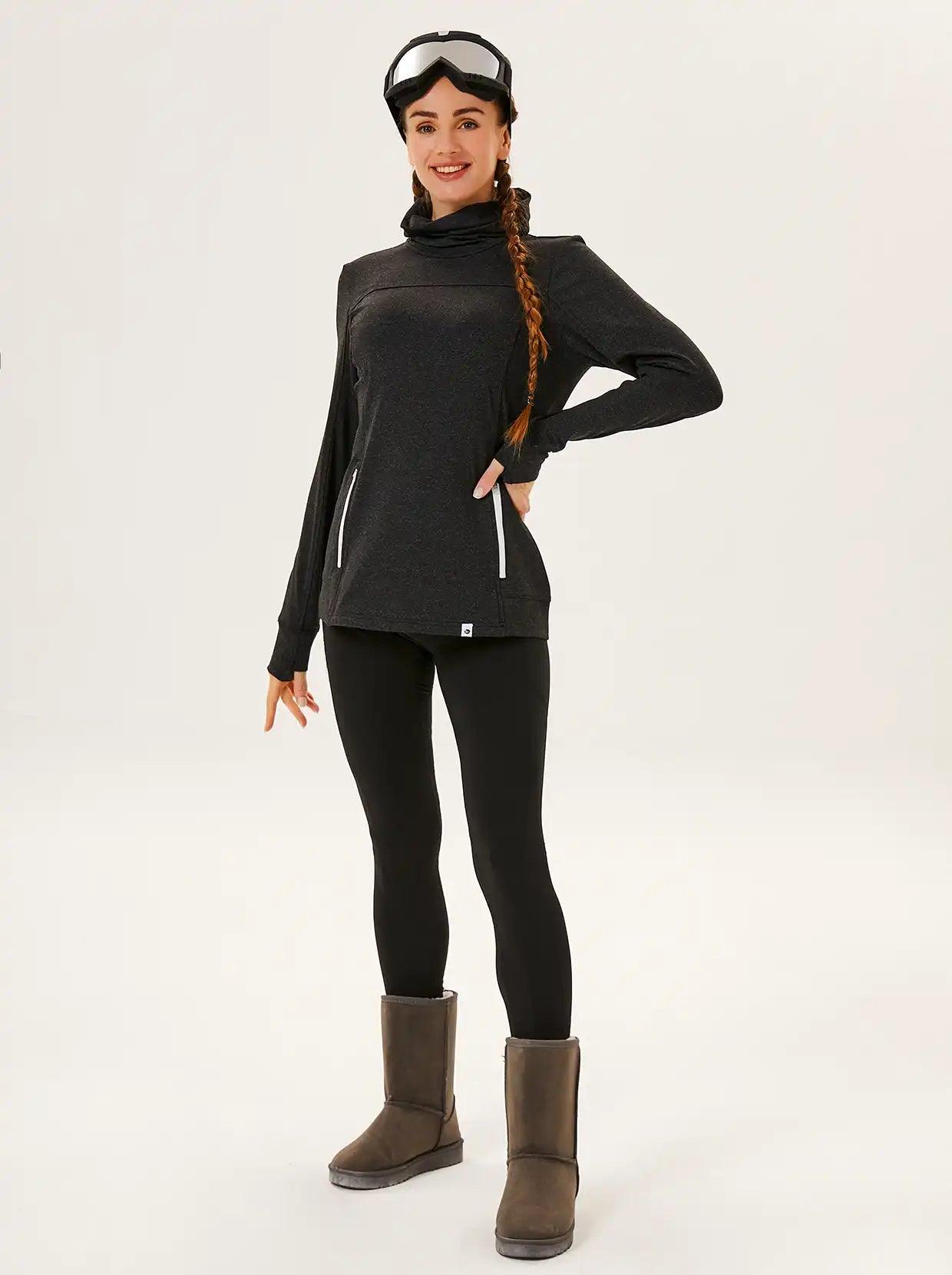 Cowl-Neck Thermal Fleece long-sleeve Top for Women