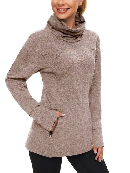 Cowl-Neck Thermal Fleece long-sleeve Top for Women