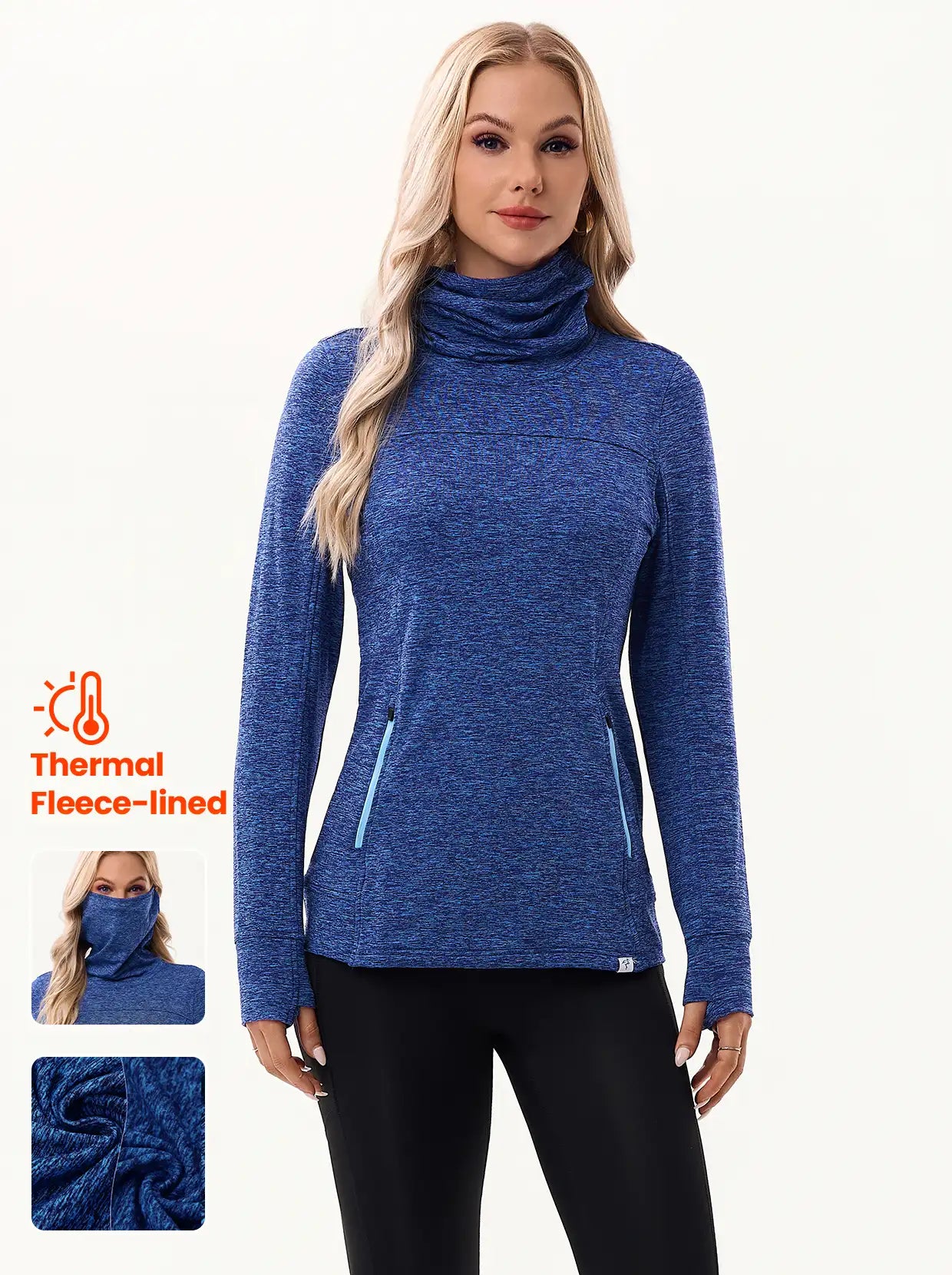 Cowl-Neck Thermal Fleece long-sleeve Top