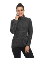 Heathered Black Full-zip Long-sleeve Fleece Jacket for Women