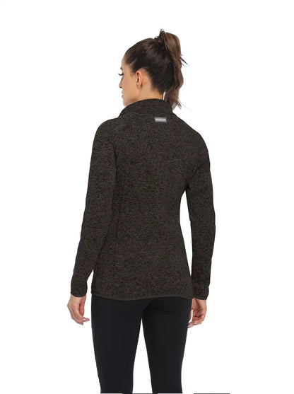 Dark Grey Full-zip Long-sleeve Fleece Jacket for Women