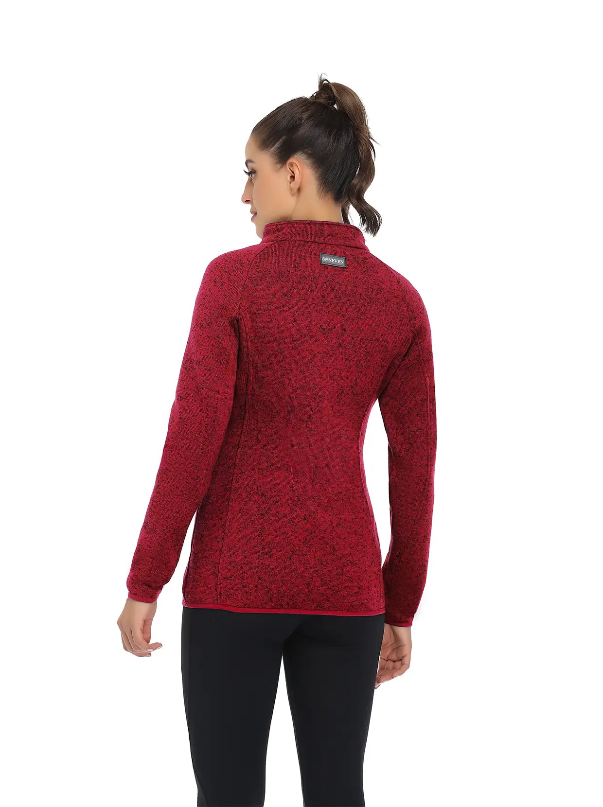 Ladies Red Full-zip Long-sleeve Thermal Jacket with Pockets