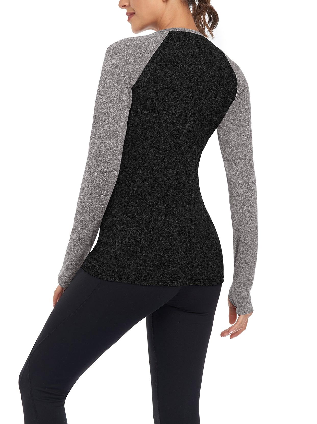 Women's V-neck Long-sleeve Fleece Top with Thumbholes