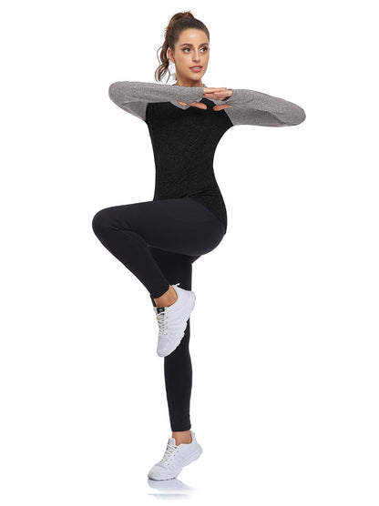 Women's V-neck Long-sleeve Fleece Top with Thumbholes