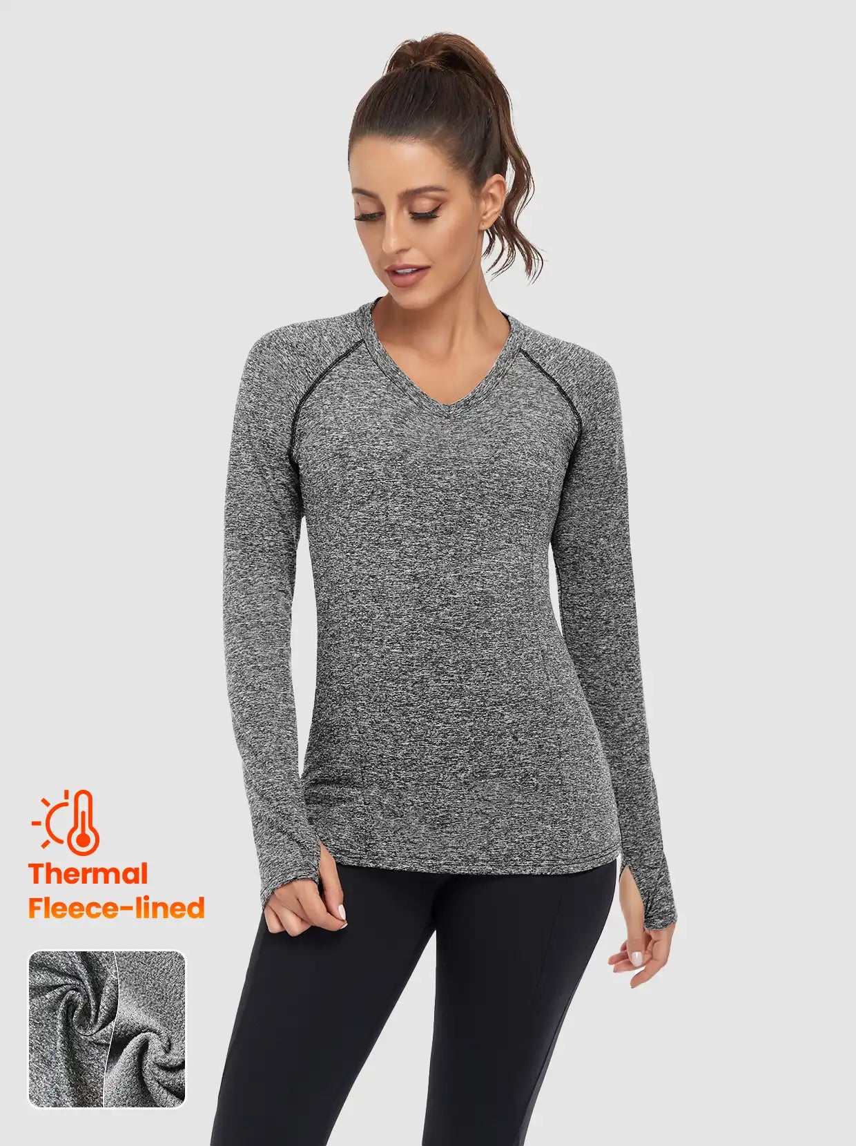 V-neck Long-sleeve Thermal Top for Women