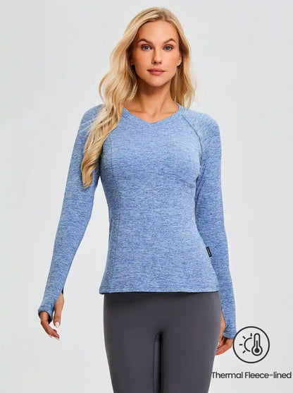 V-neck Long-sleeve Thermal Top for Women