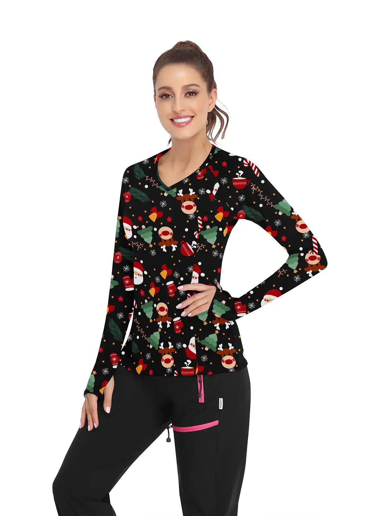 Christmas Reindeer  Long-sleeve Thermal Top for Women