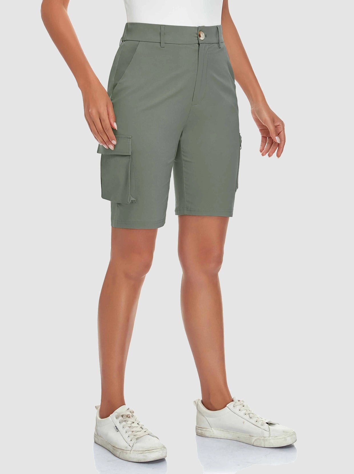 Green 21-inch Active Shorts For Women