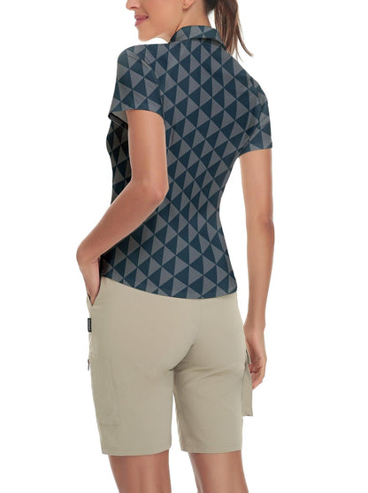 Diamond Lattice Short-sleeve Golf Polo for Ladies