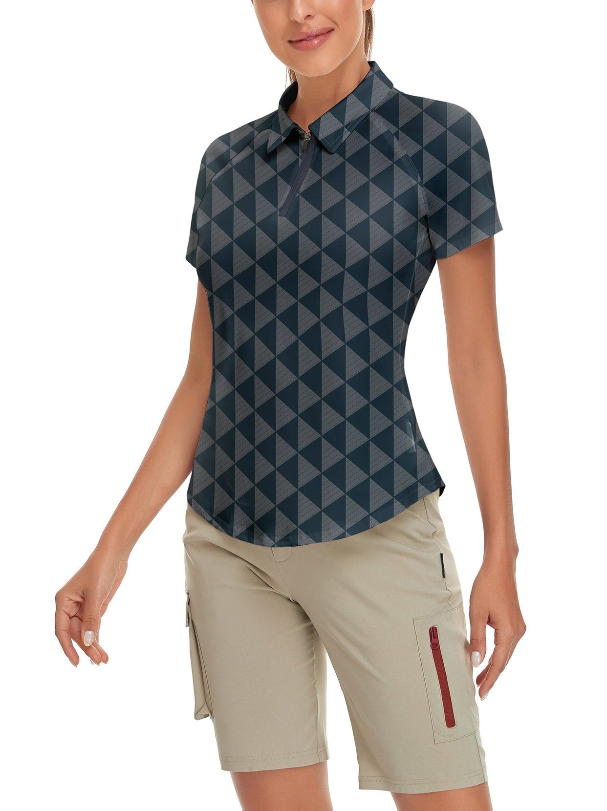 Diamond Lattice Short-sleeve Golf Polo for Ladies