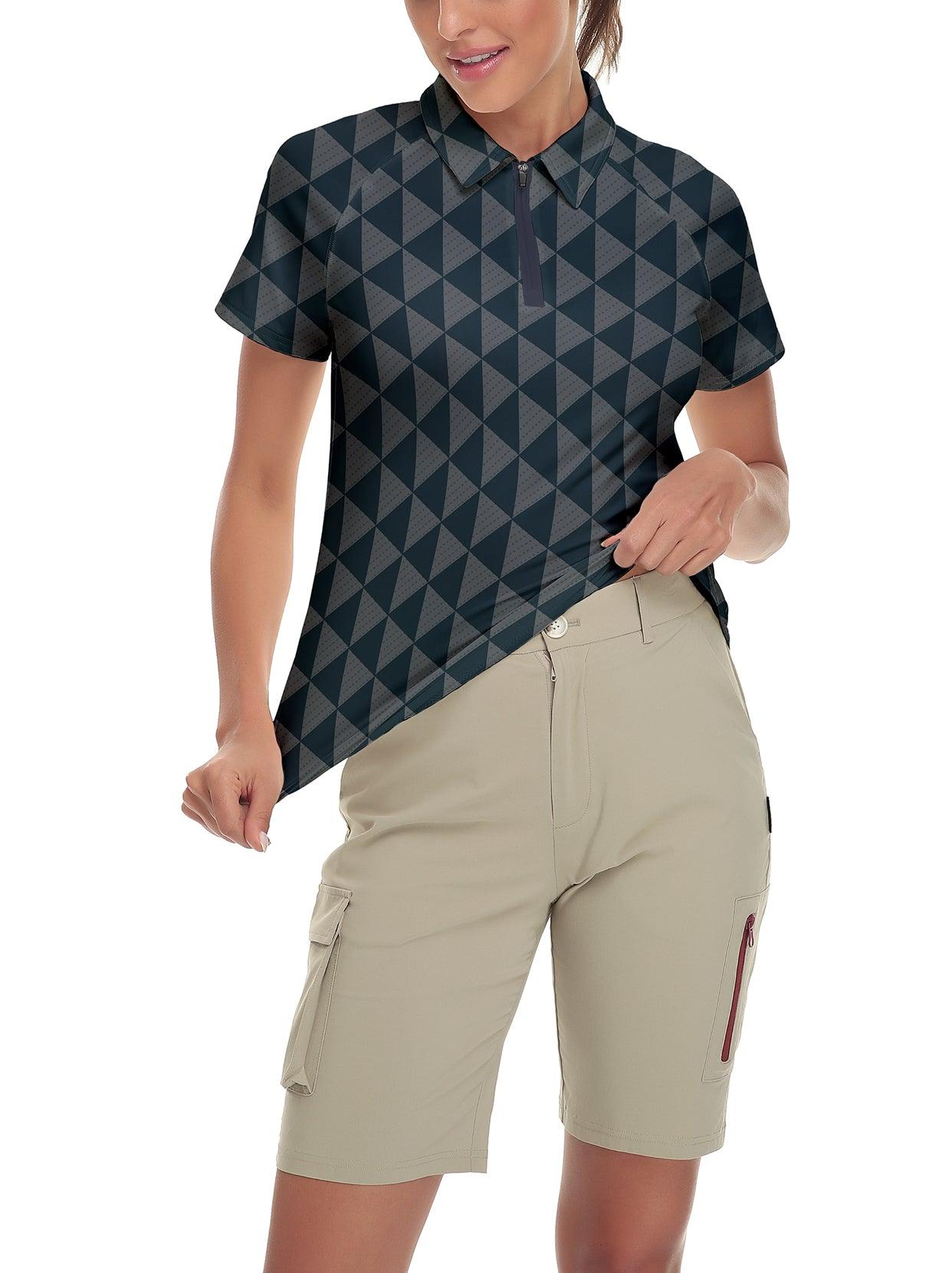 Diamond Lattice Short-sleeve Golf Polo for Ladies