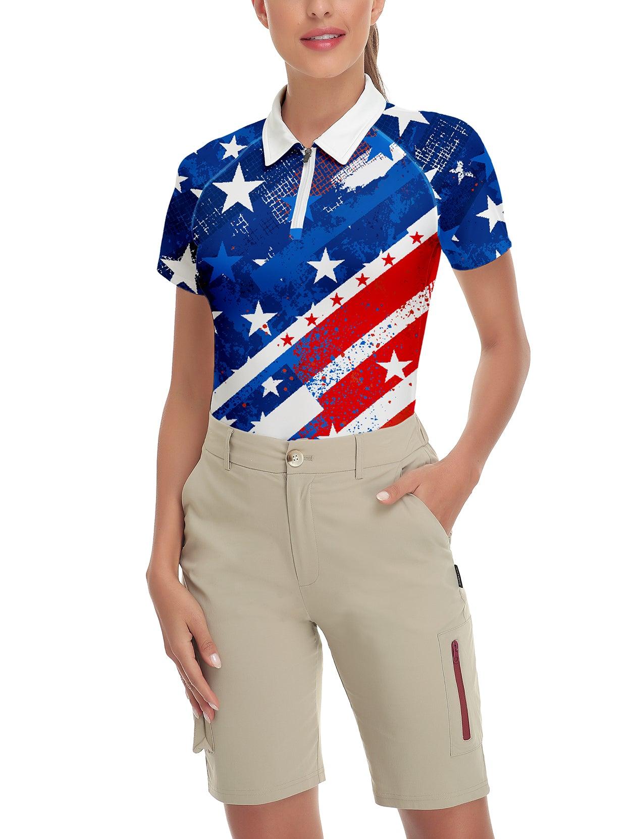 Blue Flag Short-sleeve Golf Polo for Women