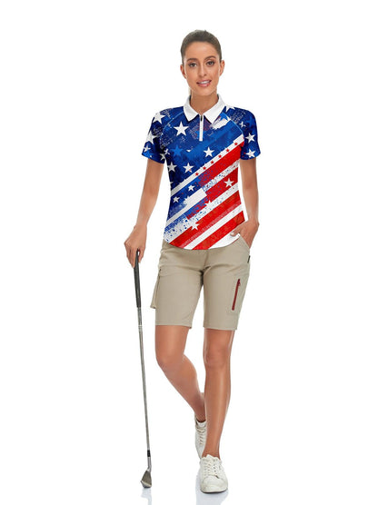 Blue Flag Short-sleeve Golf Polo for Women