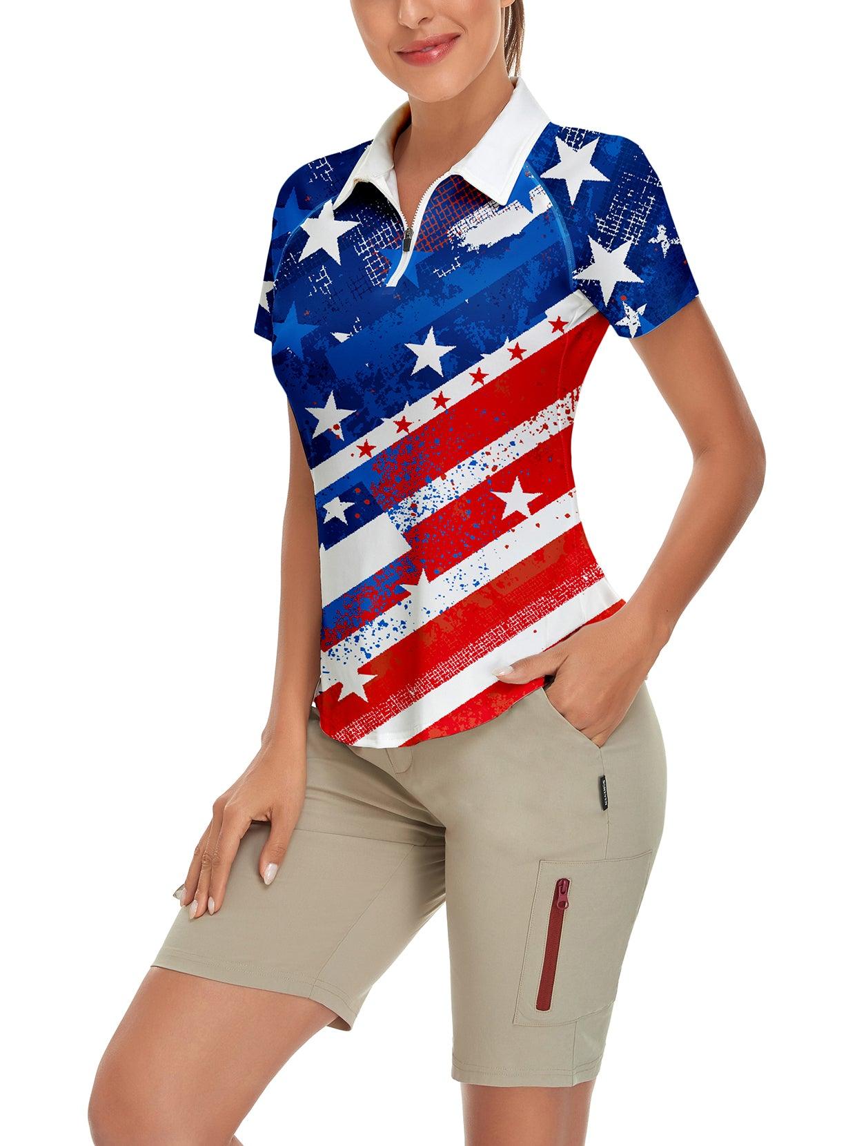 Blue Flag Short-sleeve Golf Polo for Women