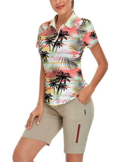 Hawaii style Coconut Tree Zipper Golf Polo | Suitable for Summer Party