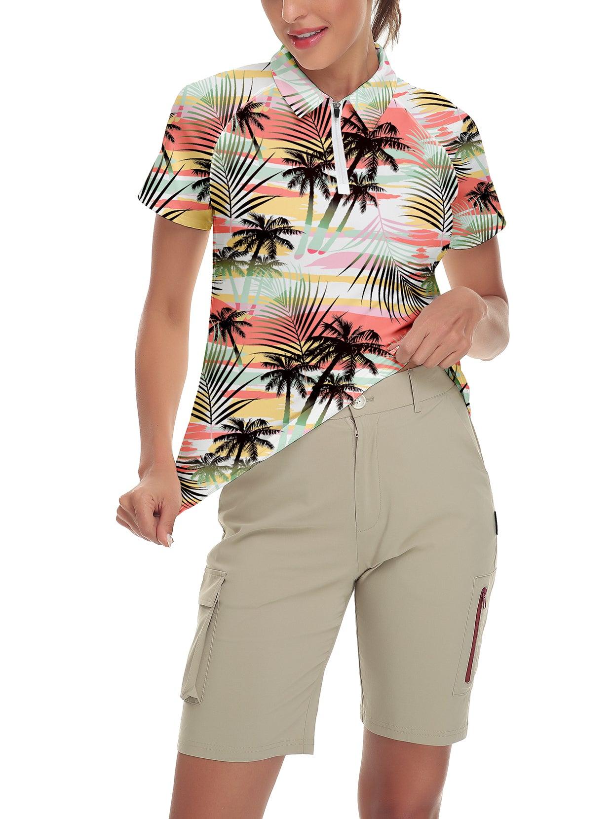 Hawaii style Coconut Tree Zipper Golf Polo | Suitable for Summer Party