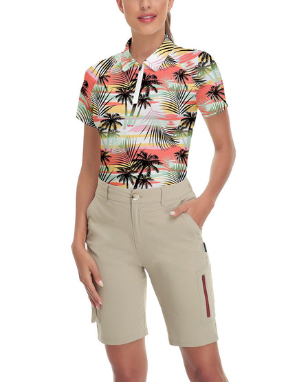 Hawaii style Coconut Tree Zipper Golf Polo | Suitable for Summer Party