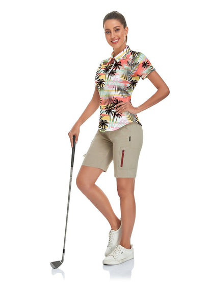 Hawaii style Coconut Tree Zipper Golf Polo | Suitable for Summer Party