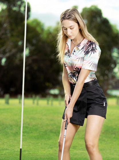 Hawaii style Coconut Tree Zipper Golf Polo | Suitable for Summer Party