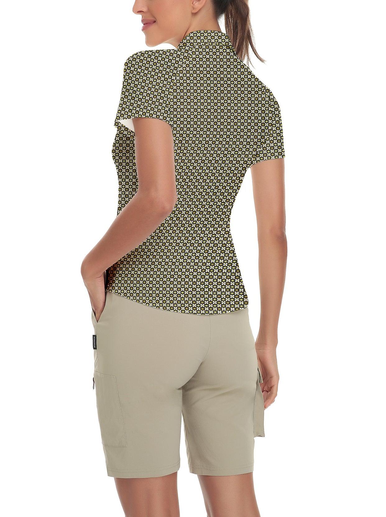 Vintage Print Short-sleeve Golf Polo for Ladies