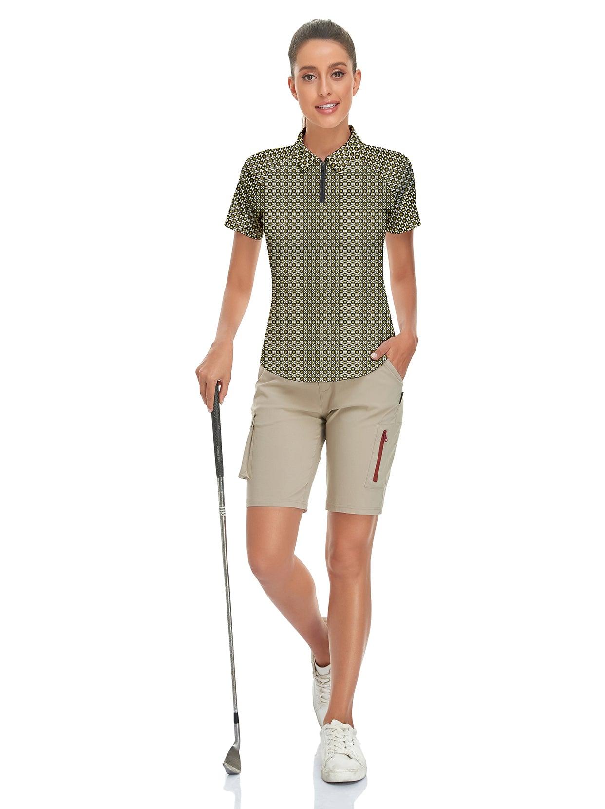 Vintage Print Short-sleeve Golf Polo for Ladies