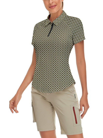 Vintage Print Short-sleeve Golf Polo for Ladies