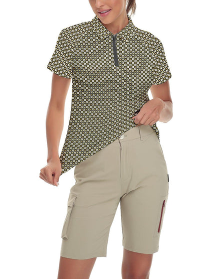 Vintage Print Short-sleeve Golf Polo for Ladies