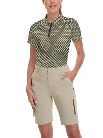 Vintage Print Short-sleeve Golf Polo for Ladies