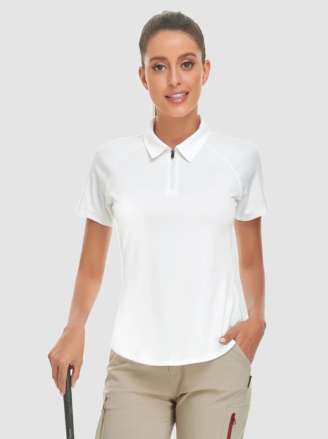 White Short-sleeve Golf Polo for Ladies