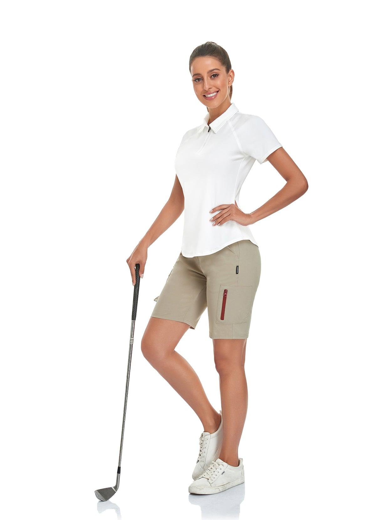 White Short-sleeve Golf Polo for Ladies