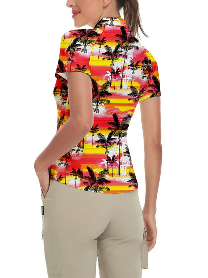 Red and Yellow Coconut Grove Short-sleeve Golf Polo for Women