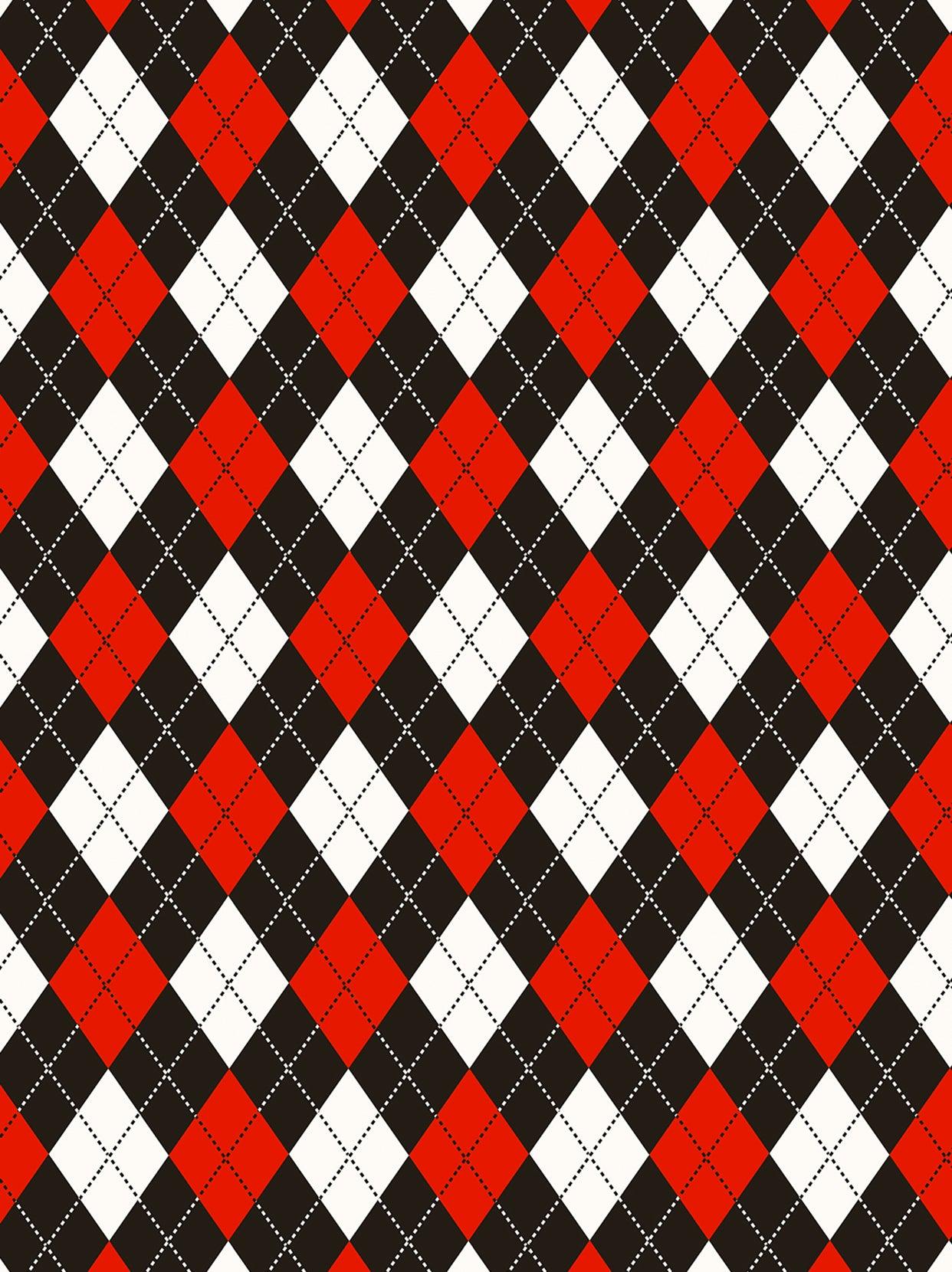 Red and Black Checkerboard Long-sleeve Polo for Ladies