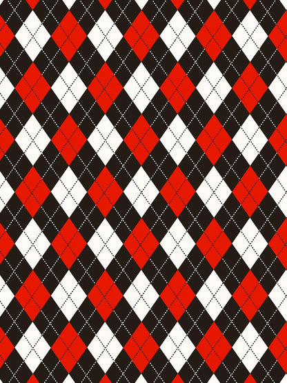 Red and Black Checkerboard Long-sleeve Polo for Ladies