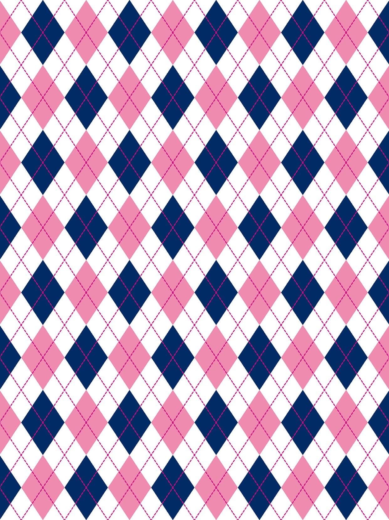 Pink and Navy Checkerboard Long-sleeve Polo for Ladies