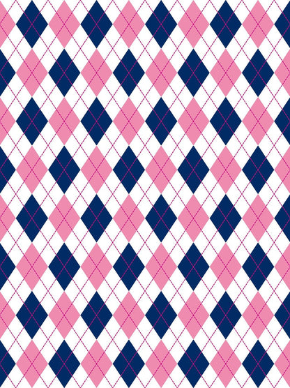 Pink and Navy Checkerboard Long-sleeve Polo for Ladies